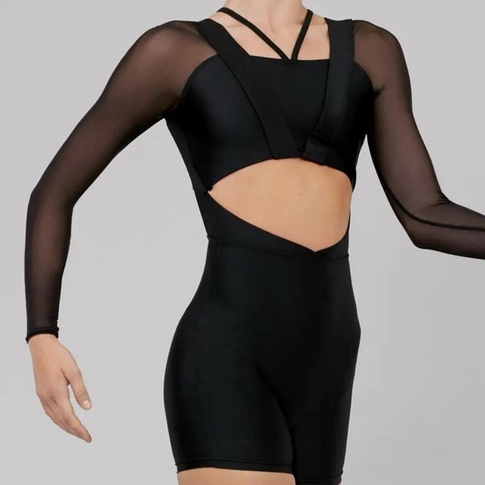 NWOT Weissman Elite 15845 Baba O’Riley Black Dance Aerial Unitard, Size LA.